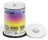 CD-R TDK 700МБ, 80 мин., 48x-52x, 100шт., Cake Box, Printable, (CD-R80PWWCBA100-V), записываемый компакт-диск