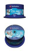 CD-R Verbatim 700МБ, 80 мин., 52x, 50шт., Bulk, Printable, (43309), записываемый компакт-диск
