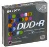 DVD+R Sony 4.7ГБ, 16x, 5шт., Slim Case, Color, (5DPR120BSLX), записываемый DVD диск