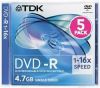 DVD-R TDK 4.7ГБ, 16x, 5шт., Jewel Case, записываемый DVD диск