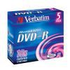 DVD-R Verbatim 4.7ГБ, 16x, 5шт., Jewel Case, (43519), записываемый DVD диск