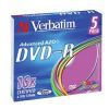 DVD-R Verbatim 4.7ГБ, 16x, 5шт., Slim Case, Color, (43557), записываемый DVD диск