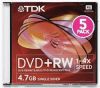 DVD+RW TDK 4.7ГБ, 4x, 5шт., Slim Case, (DVD+RW47SCNEB5), перезаписываемый DVD диск